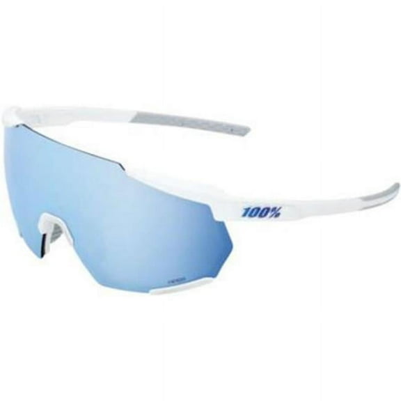 100% Racetrap 3.0 Sunglasses (OSFM, Matte White / HiPer Blue Mirror Lens)