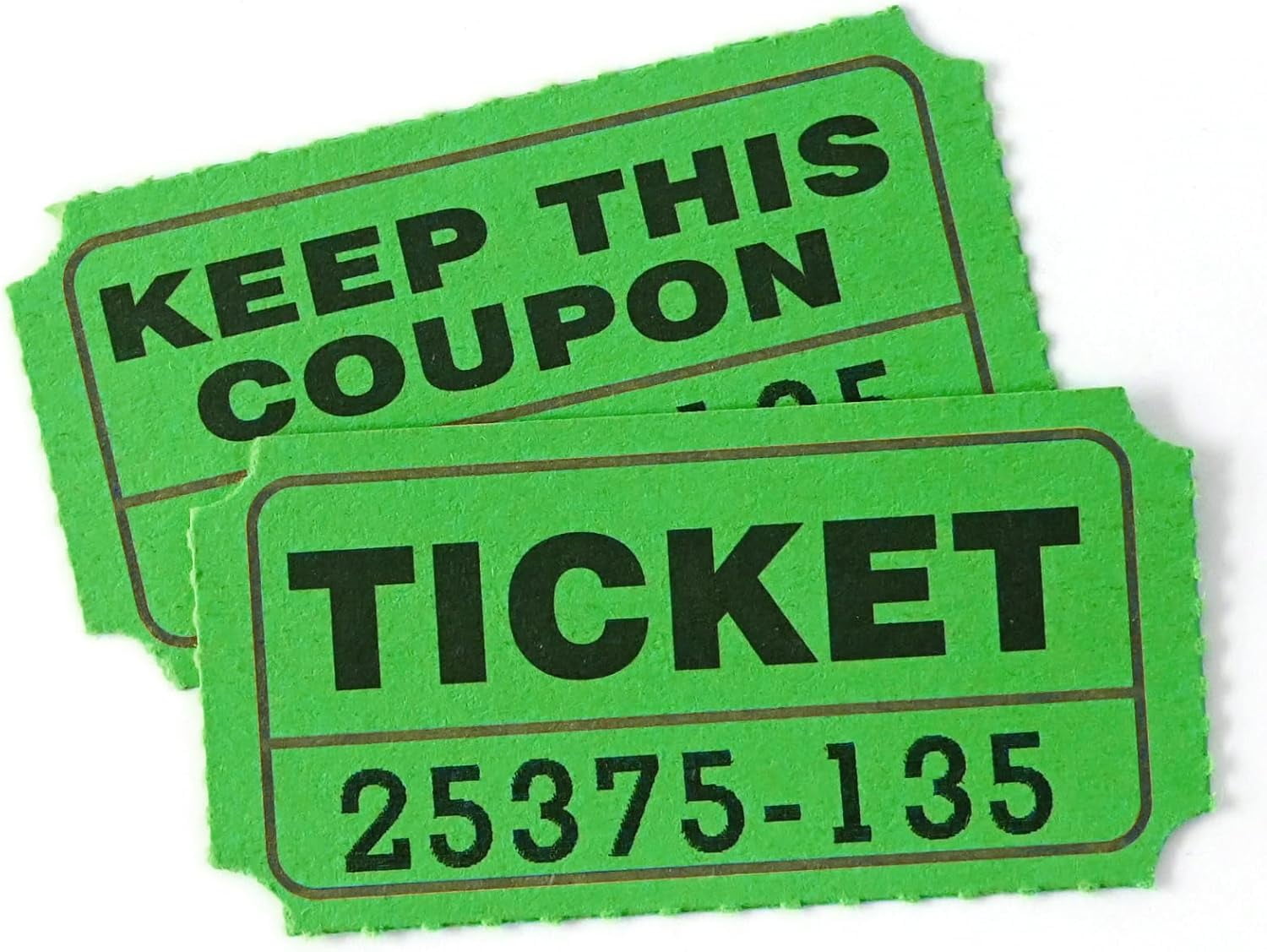 100 Raffle Tickets, 50/50 Double Ticket, Bold Numbers for Easy Reading