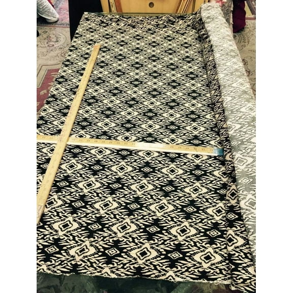 100% Rayon Challis Beige N Black Geometrical Pattern Fabric By The Yard Soft