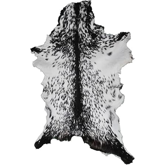 100% Real Black & White Goat Hide, Luxurious Goat Skin Rug, Hair on Leather Hide | Genuine Goat Hide Rug Throw for Elegant, Modern Home Interior Décor and Style