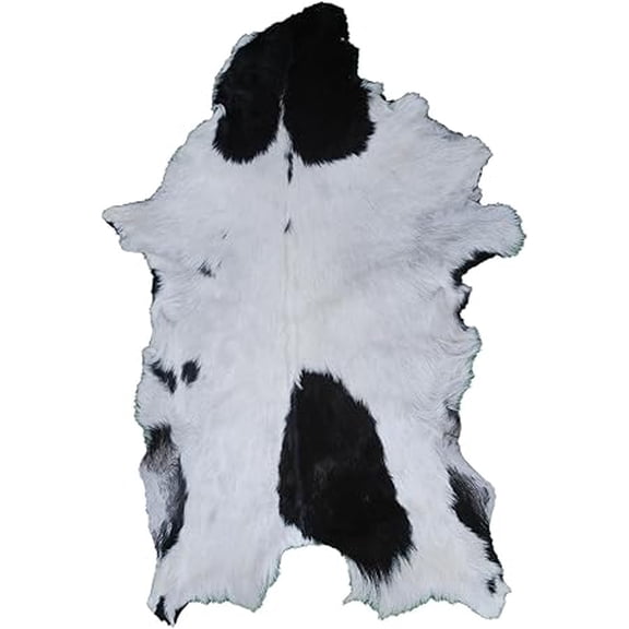100% Real Black & White Goat Hide, Premium Goat Skin Hair on Leather Hide Rug | Luxurious Goat Skin Rug Throw for Elegant, Modern Home Décor in Living Room or Bedroom