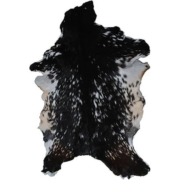 100% Real Black & White Goat Skin Rug, Premium Goat Hide Rug, Hair on Leather Hide Rug | Soft and Authentic Goat Skin Rug Throw for Luxe Living Room Interior Décor
