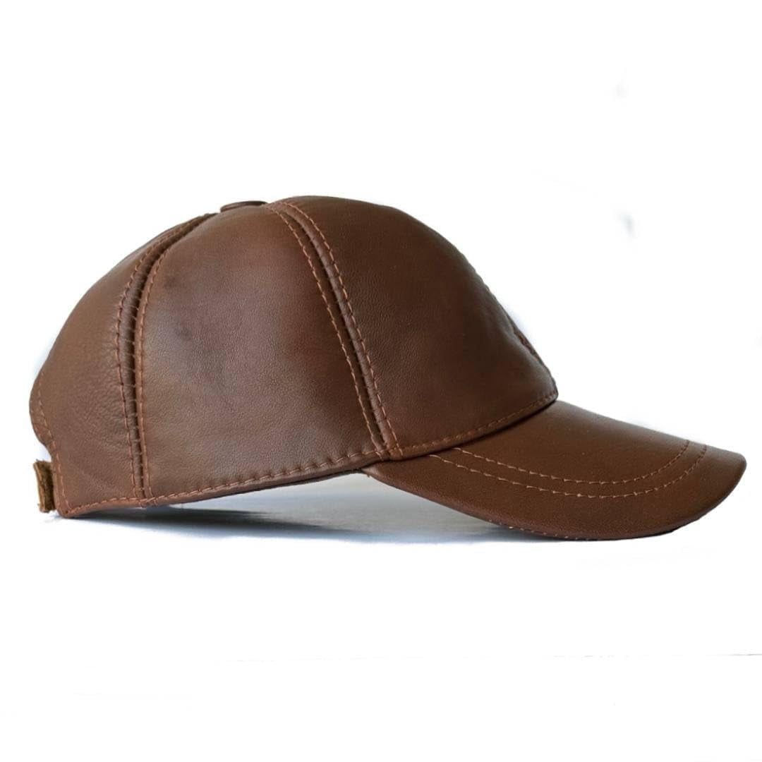 Men's Lambskin Leather Baseball Cap - Adjustable Winter Hat For Outdoor Sports, Windproof & Stylish - View #8
