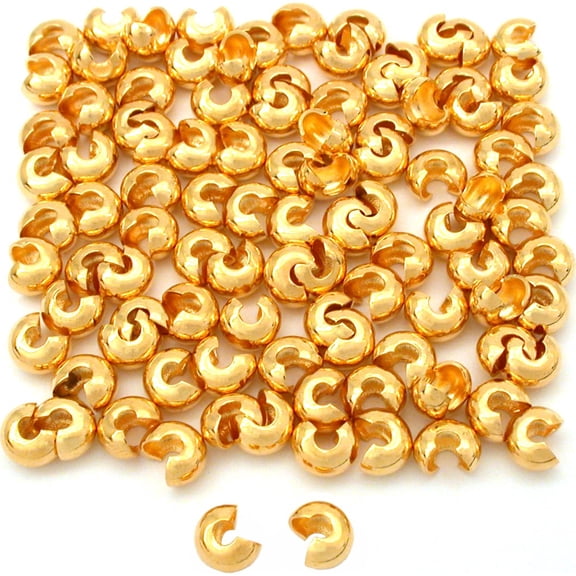 100 Real Gold Plated Crimp Bead Covers Beading 5mm New