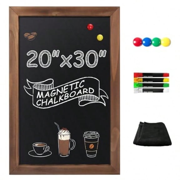 100 Real Wood Frame Magnetic Chalkboard Words Sign - 20 x 30 Rustic Wall Decor Bulletin Chalk Board for Home Kitchen Busin Restaurant Farmhouse