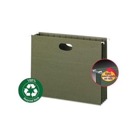 Smead 100% Recycled Hanging Pockets with Full-Height Gusset, Letter, Green, 10/Box -SMD64226