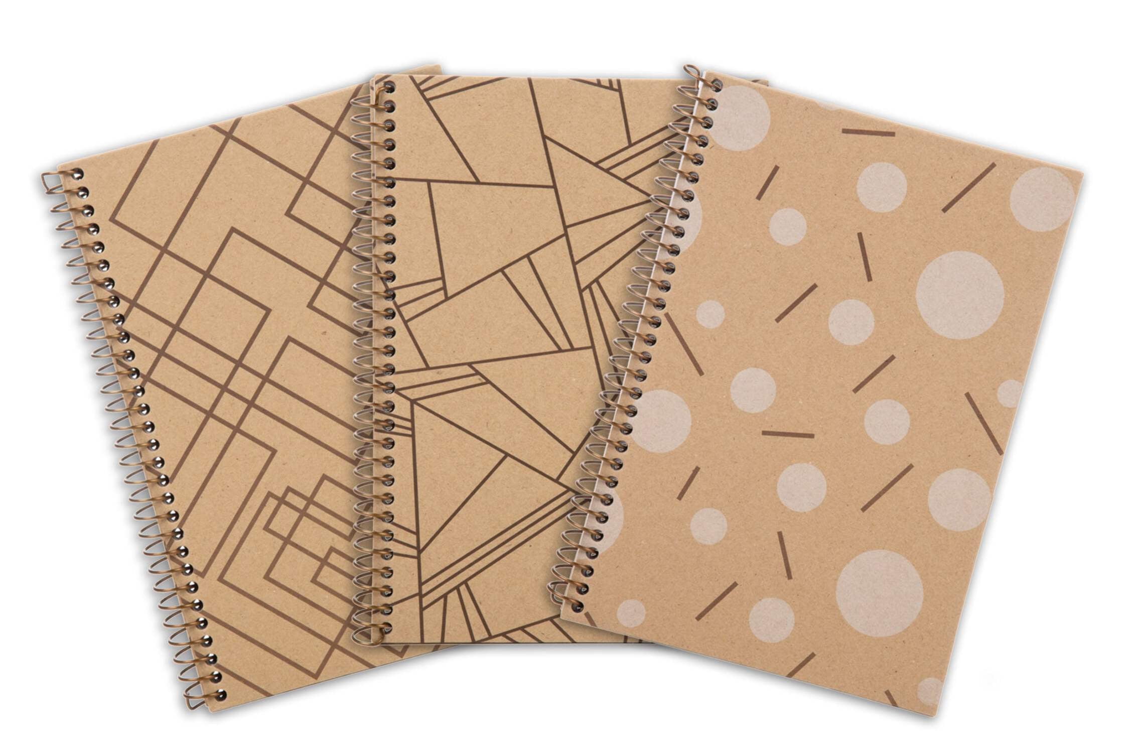 100% Recycled Kraft Junior Notebook (3 Pack) - Designs - 6.5in x 9.5in (07120)