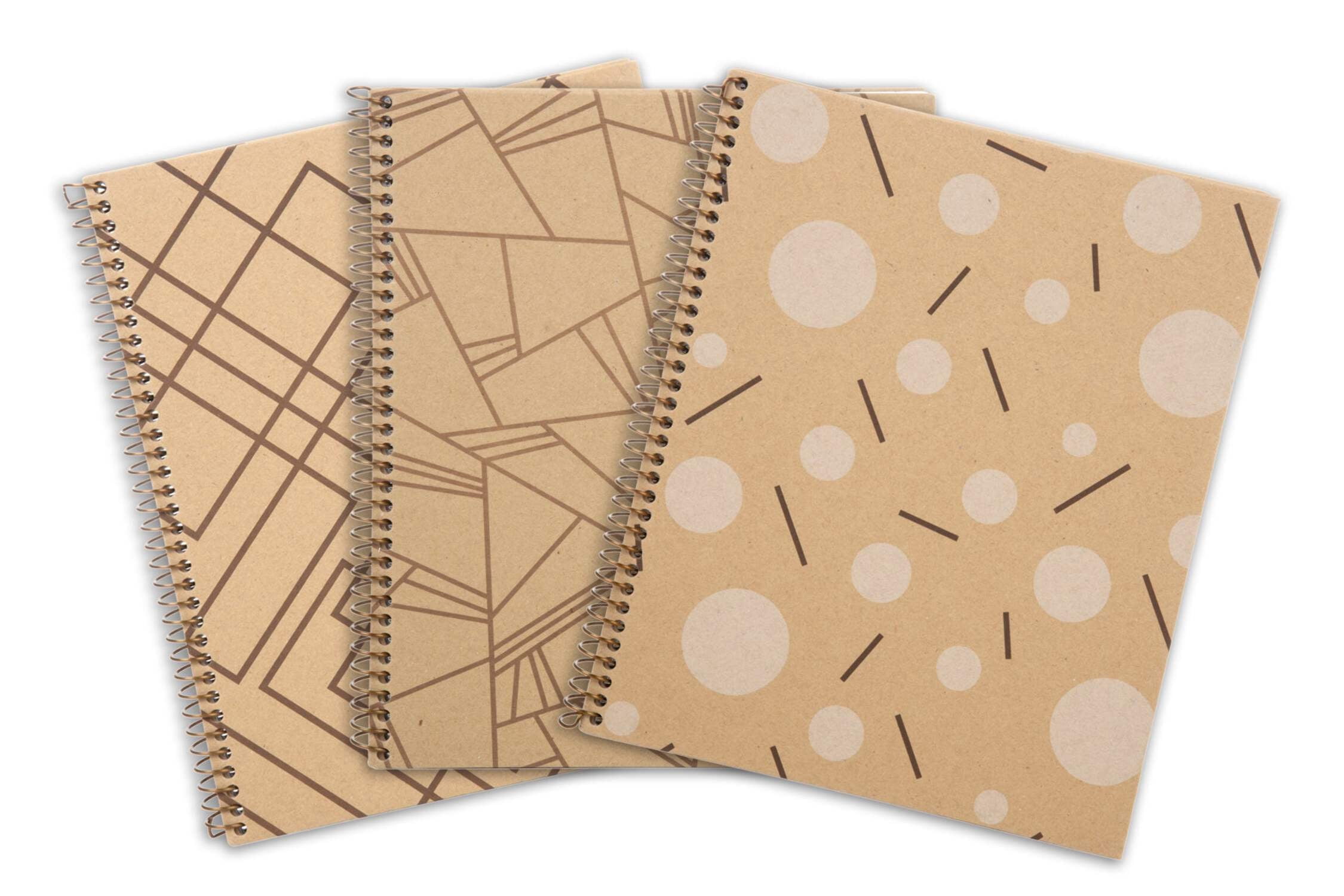 100% Recycled Kraft Letter Notebook (3 Pack) - Designs - 8.5in x 11in (07093)