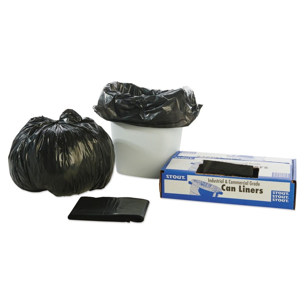 Stout 100% Recycled Plastic Garbage Bags 7-10gal 1mil 24 x 24 Brown/Black 250/CT T2424B10