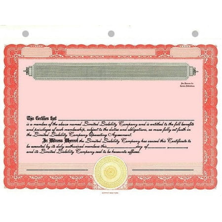 100 Red CorpKit Standard Wording Limited Liability Company Membership Certificates- LLC (Units)
