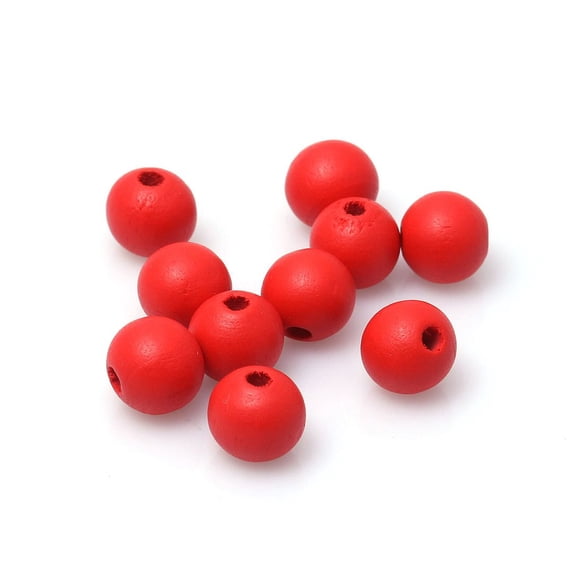 100 Red Round Wood Beads Bulk 16mm with 4.2mm Hole