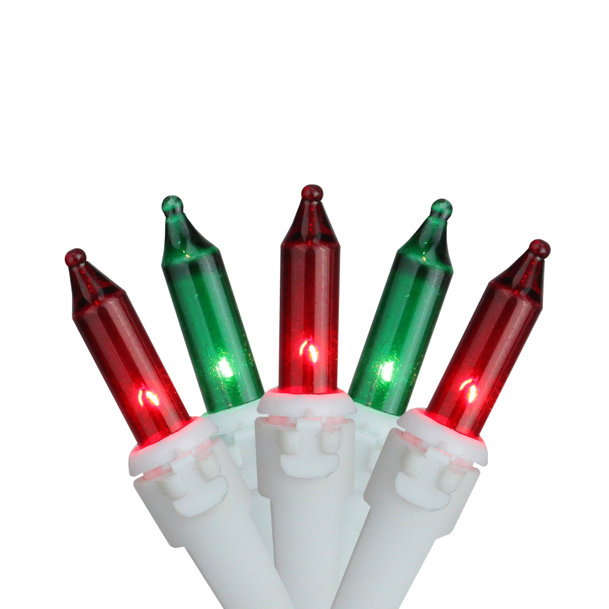 100 Red and Green Mini Christmas Lights 34.25 ft White Wire