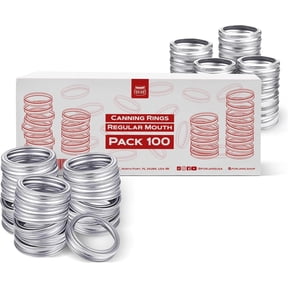 - 100 Regular Mouth. Canning Rings are made of stainless steel. 0.5 Inch Height, 100-Piece Set. Regular mouth mason jar rings are secure with an airtight fit.