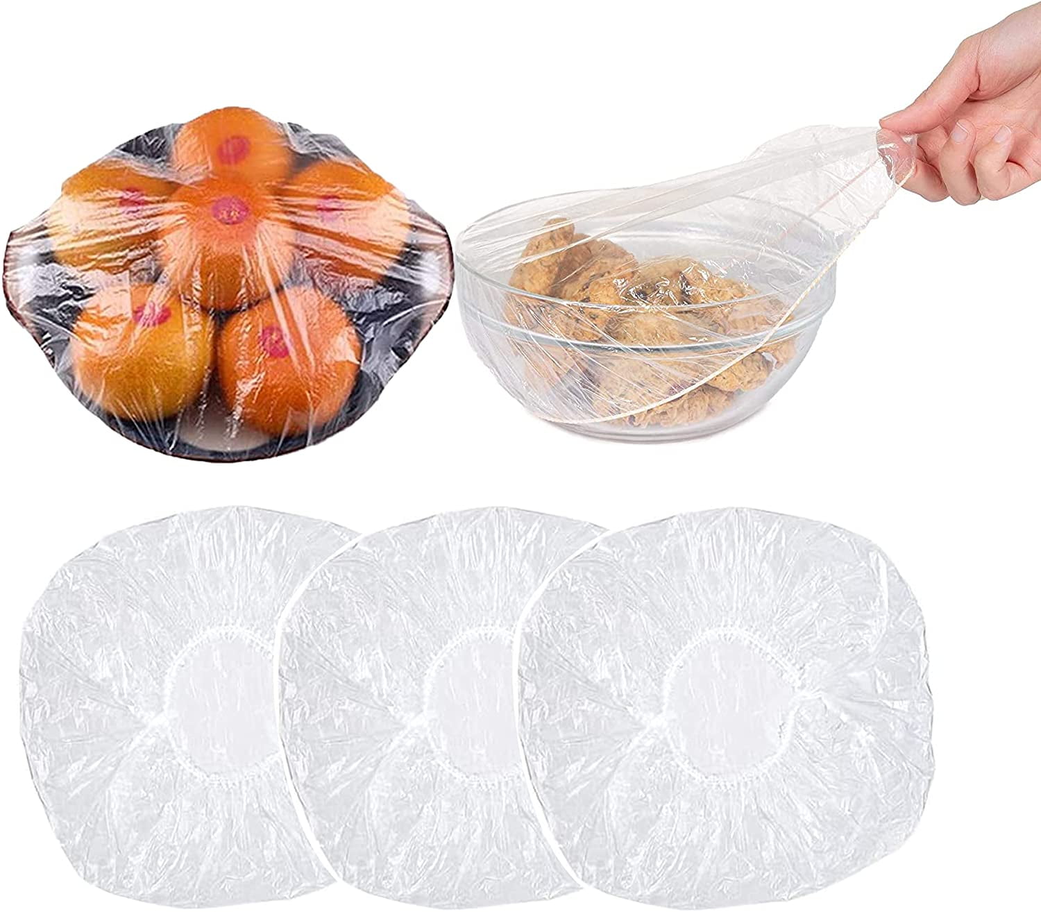 100 Reusable Elastic Food Storage Covers, Stretchable Plastic Wrap Bowl  Covers with Elastic Edging, Covers for Storage Containers for Bowl Dish  Plate