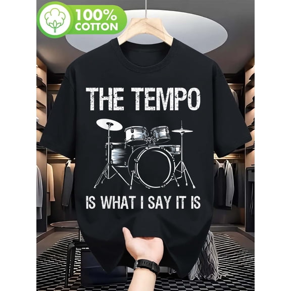 100% The Rhythm Is Defined by Me Drum Graphic T-Shirt - A Fun And Witty Present for Drummers, Both Men And Women - Casual Crew Neck Tee for Spring, Summer, And Fall