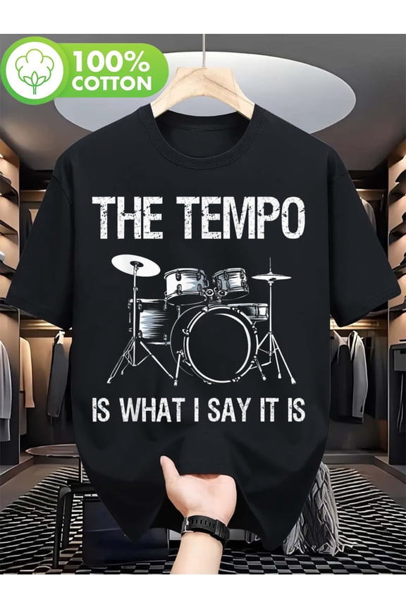 100% The Rhythm Is Defined by Me Drum Graphic T-Shirt - A Fun And Witty Present for Drummers, Both Men And Women - Casual Crew Neck Tee for Spring, Summer, And Fall