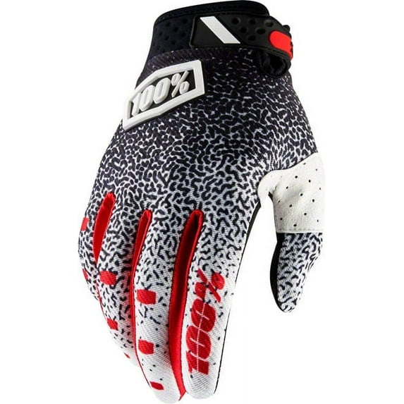 100% Ridefit Full Finger Glove Black/White MD