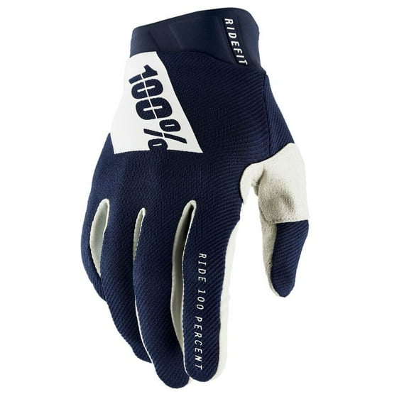 100% Ridefit Gloves Navy/White (Large, Blue Navy/White)