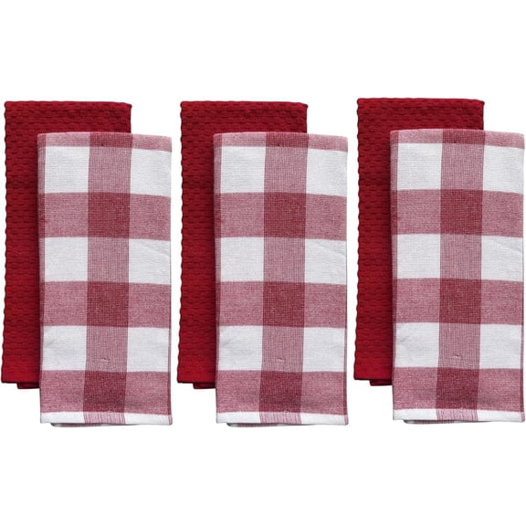 Farmhouse Kitchen towels/Hand Towels, 6 Pack Large 100% Ring-Spun Cotton with Hanging Loop, 430 GSM Soft Ultra Absorbent, Machine Washable 16 x 28 inches.