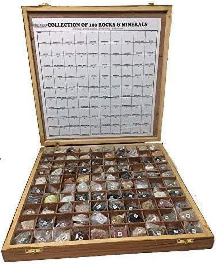 Phywe Sample Rocks Box 100 Rocks and Minerals Collection in Wooden Box Geology Civil ...