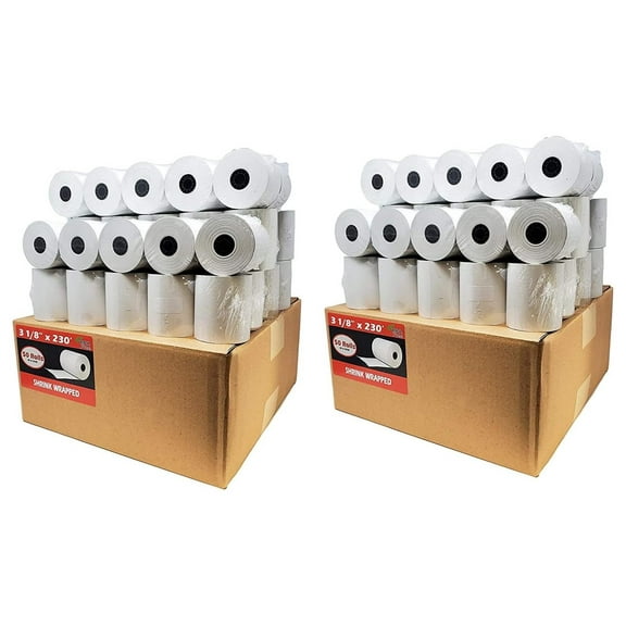 (100 Rolls - 2 Cases) 3 1/8 x 230 (53 GSM Paper Thickness) BPA Premium A Grade POS Thermal Receipt Printer Paper