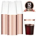 thumbnail image 1 of 100 Rose Gold Plastic Cups 12 Oz Clear Plastic Cups Tumblers Rose Gold Rimmed Cups Fancy Disposable Wedding Cups Elegant Party Cups with Rose Gold Rim, 1 of 6