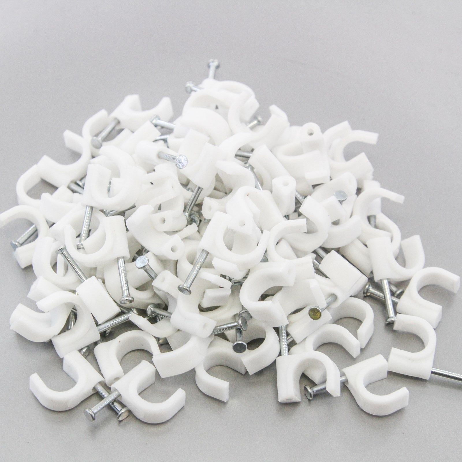 100 Round 3/8 Inches (10 mm) Cable Wire Clips Cable Management Cord Tie ...