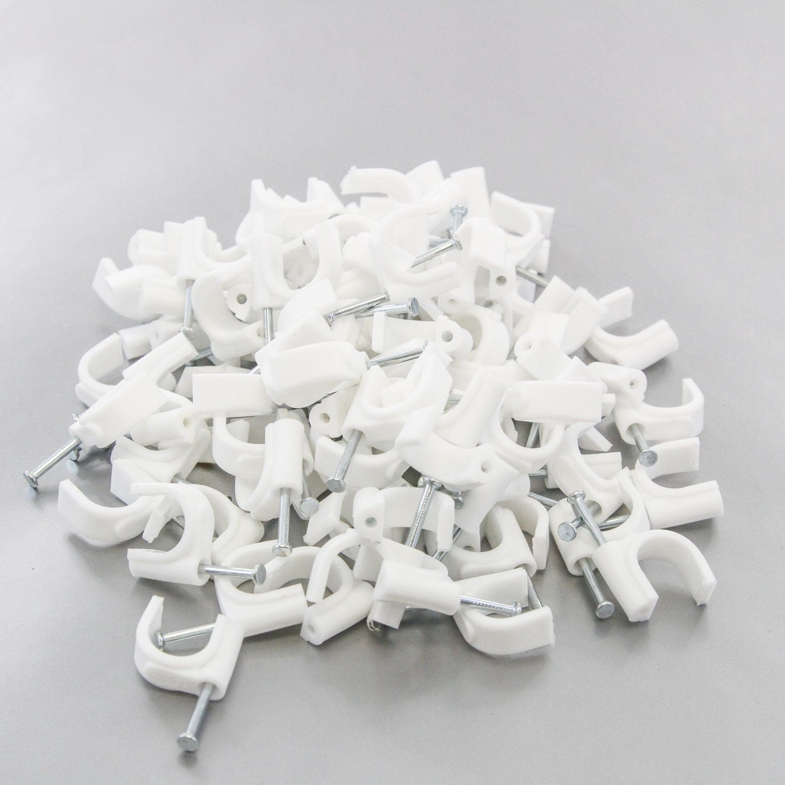 100 Round 9/16 Inches (14 mm) Cable Wire Clips Cable Management Cord ...