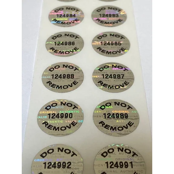 100 Round *Do Not Remove* Printed Tamper Evident Hologram Labels Stickers Seals
