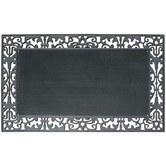 100% Rubber Doormat for Outside Entrance, Non-Slip Heavy Duty Front Door Mats, Thin Profile Hight Traffic Areas Mat - 30" x 48", Rubber Grey