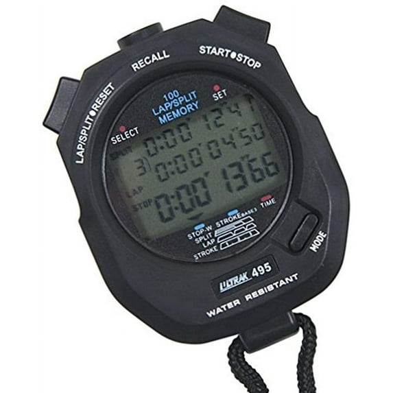 100 Runway 3 Rows Display Electronic Stopwatch Black