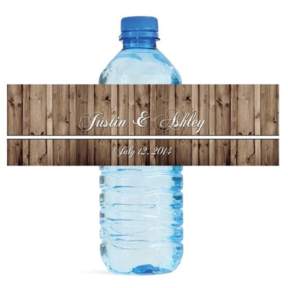 100 Rustic Wood Wedding Water Bottle Labels Engagement Party 7"x2"