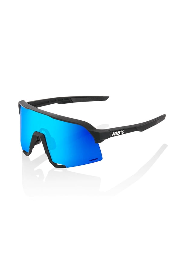 100 Percent S3 HiPER Blue Multilayer Mirror Lens Sunglasses with Durable and Lightweight Polycarbonate Frame (Matte Black)