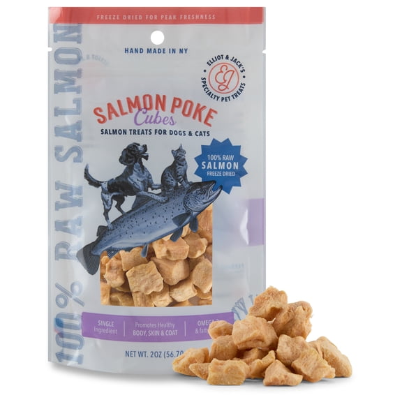 100% Salmon Poke Pet Treats Homemade Healthy Salmon Freeze Dried Treats Dog Food Low Calorie Cat Food All Natural Made in USA