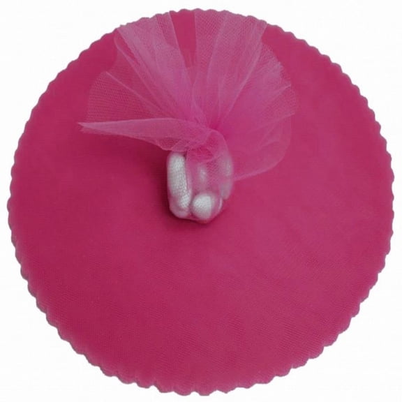 100 Scalloped Tulle Circles 9" Wedding Favor Wrap - Fuchsia