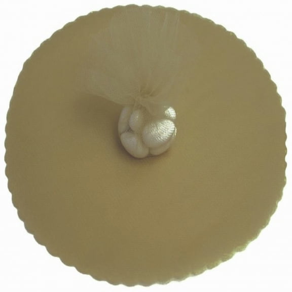 100 Scalloped Tulle Circles 9" Wedding Favor Wrap - Gold