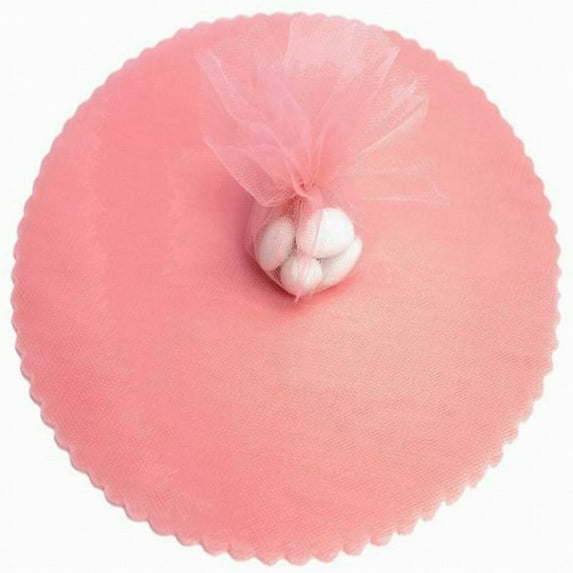 100 Scalloped Tulle Circles 9" Wedding Favor Wrap - Mauve