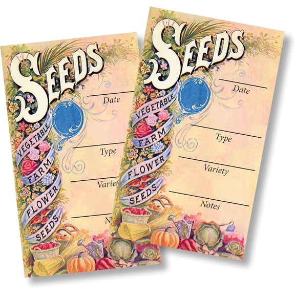 100 Seed Envelopes, 2 1/2" x 4 1/4", 24lb White Wove Paper, Printed in Color on the Front Side, Dry Gummed Flap, Made and Printed in USA