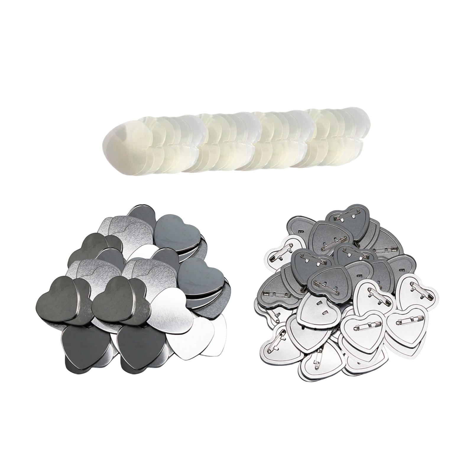 100 Set Blank Button Badges Metal Cover DIY Gift Supplies Materials Button Party Clear Mylar Button Maker