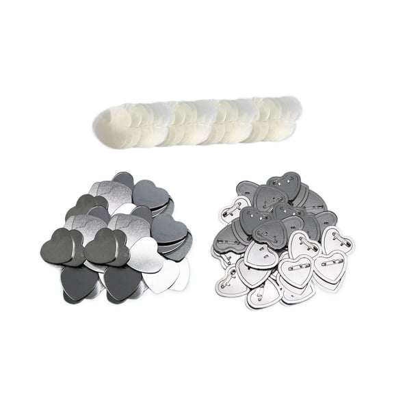 100 Set Blank Button Badges Supplies Heart Shape For Badge Making Machine DIY Pin Buttons ,Easy to Use
