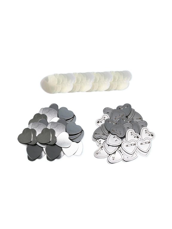 100 Set Blank Button Badges Supplies Heart Shape For Badge Making Machine DIY Pin Buttons ,Easy to Use