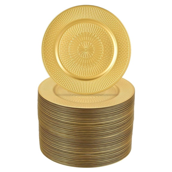 100 Set Bright Gold Charger Plates Bulk 13" Plate Charger Fluted Edge Wedding Decoration for Table Wedding Party Event