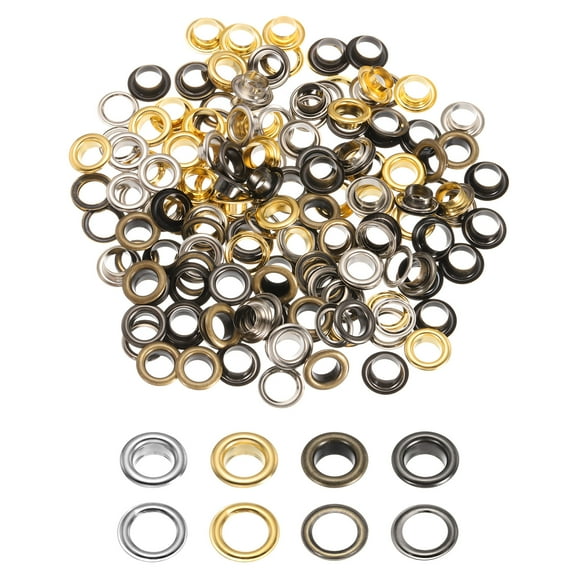 100 Set Copper Grommets Eyelets, 5/16"(8mm) Grommets Eyelets with Washers for DIY Project (Gold/Silver/Grey/Bronze)
