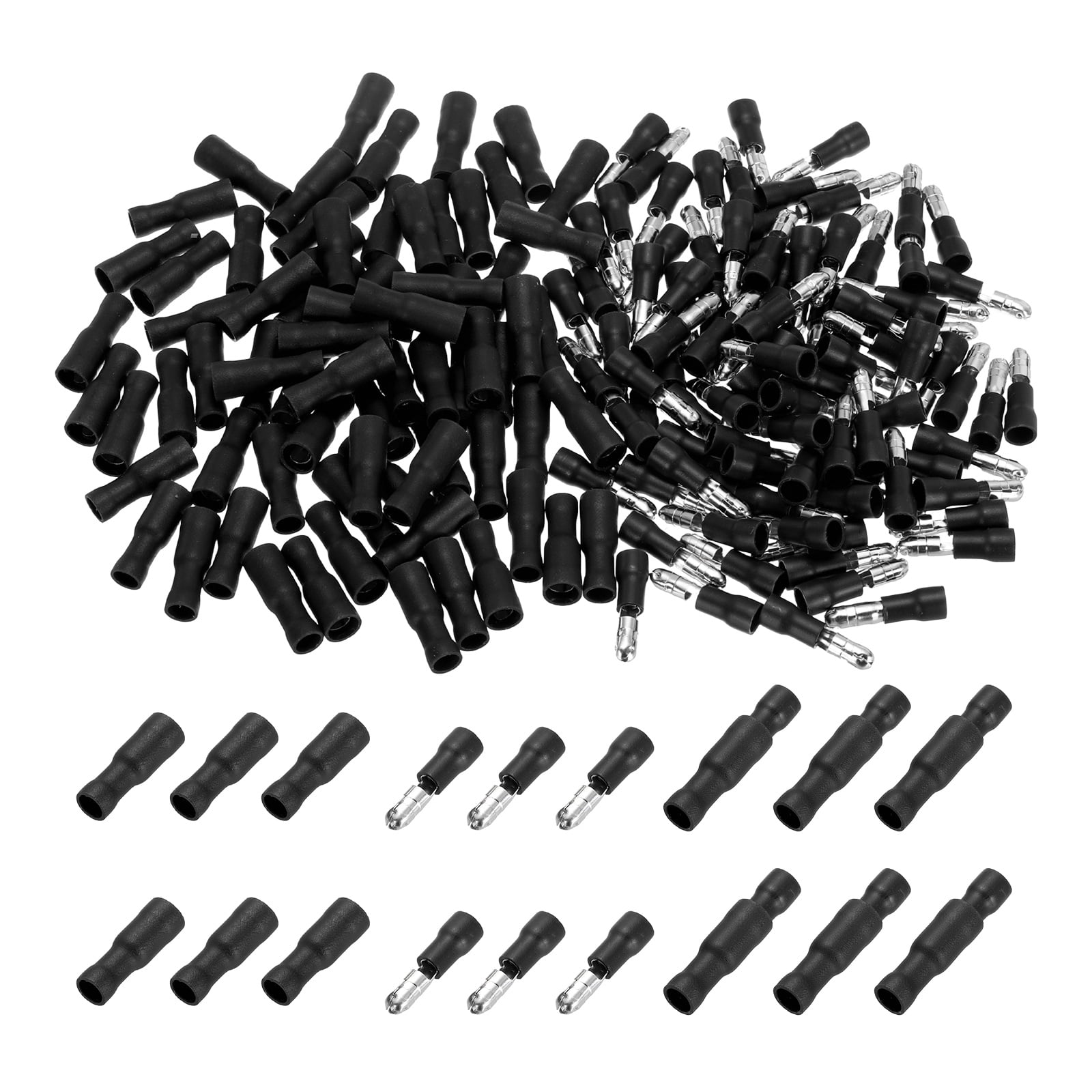 100 Set Heat Shrink Butt Connectors, 12-10AWG Insulated Waterproof Wires Connectors Black Male and Female Wire Crimp Terminals for Industrial, Automotive, Boat Stereo