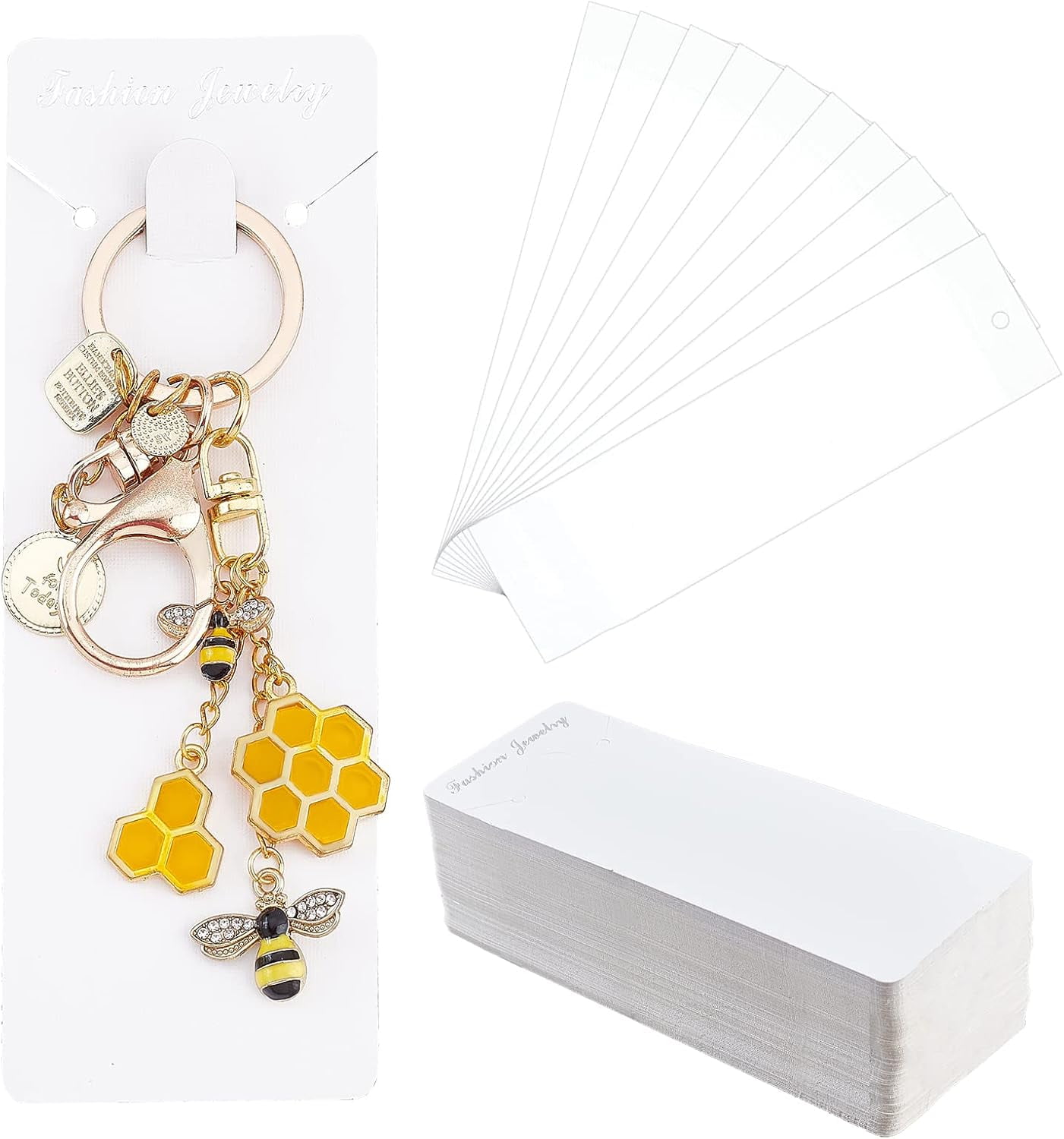 100 Set Paper Keychain Display Cards Rectangle Keychain Cards Holder 5 ...