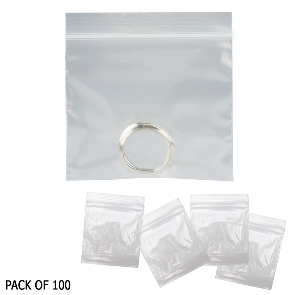 3 x 4.5 (100 Pcs) Small Clear Bags with 100 Pcs Stickers Labels - 2 Mil Reclosable Zipper Storage Plastic Bags for Vitamins, Jewelry, Pills, Beads