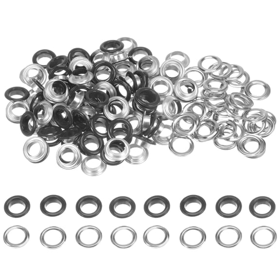 100 Set Round Grommets 10mm Dia Metal Eyelets with Washers for Scrapbooking Shoes Clothes Leather Canvas, Matte Black