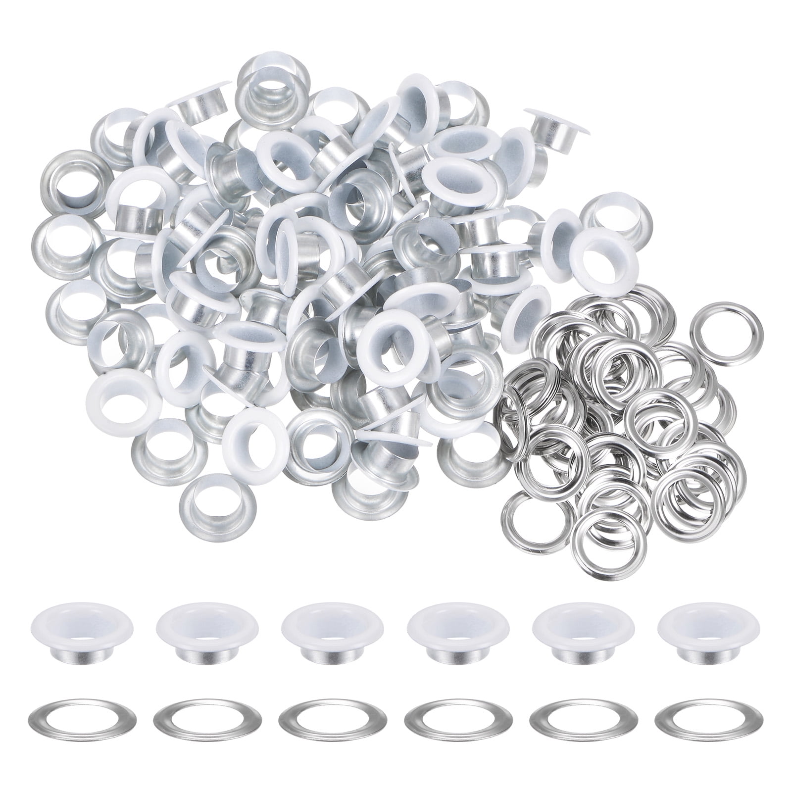 Uxcell 100Pcs Grommets Eyelets 2/5 inch (10mm) ID Hole Metal Self ...