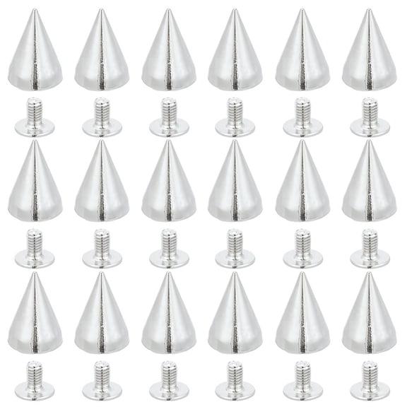 100 Sets 0.4x0.3 Inch Metal Screw Rivet Cone Spikes Small Screwback Studs Silver Cone Punk Leather Rivets Tree Spikes Screw on Metal Studs