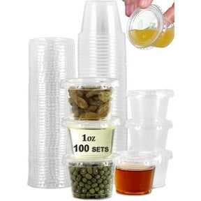100 Sets - 1 oz Jello Shot Cups Condiment Containers Disposable Souffle Cups